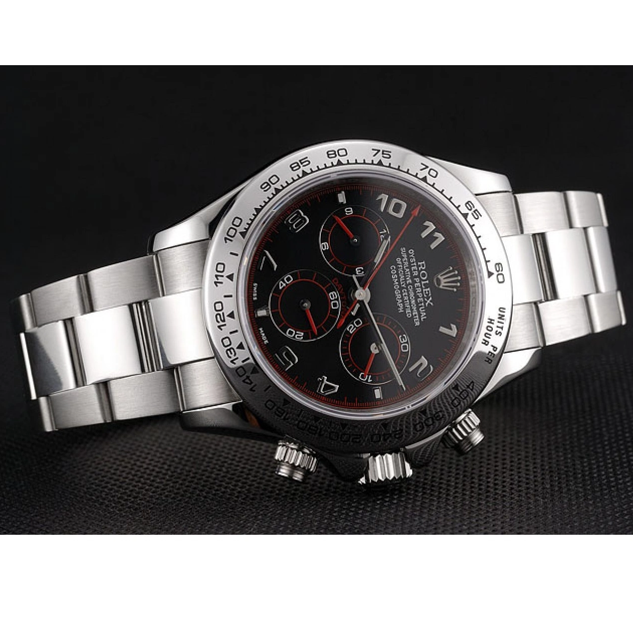 Aaa replica watch Steel 80296 Daytona Rolex Dial Swiss Stainless Black Bracelet 0608